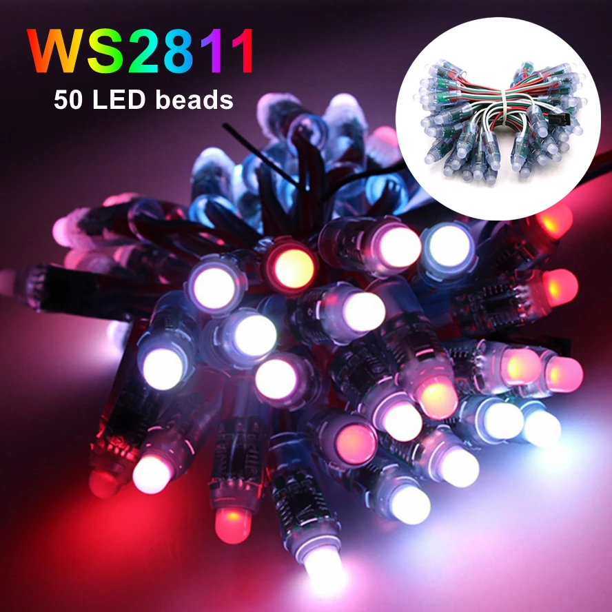 6m 50 Beads Full Color RGB WS2811 IC 12mm Pixels Digital Addressable 5V 12V Dream Color LED Modules IP68 Waterproof Light