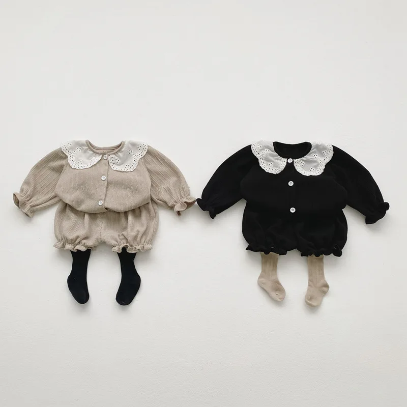 

MILANCEL, новинка весны 2024, комплект детской одежды, блузка с кружевным воротником и юбка, костюм для девочек из 2 предметов, наряд для маленьких девочек