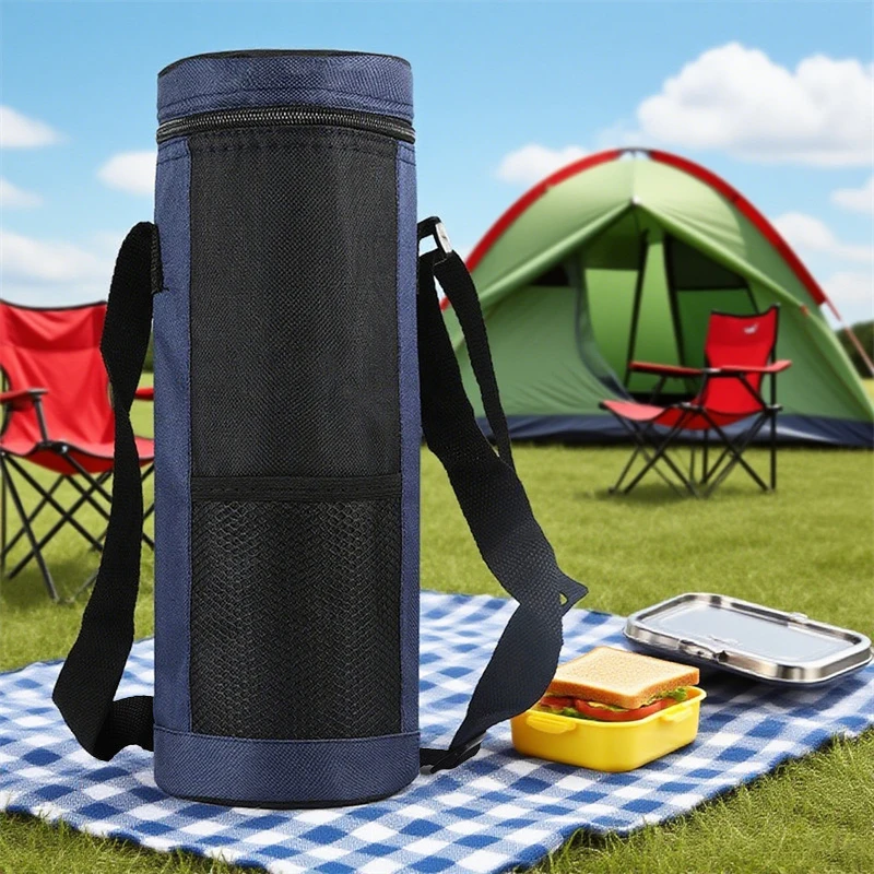Insulated Oxford Cloth Water Bottle Cooler Bag Portable Travel Sleeve