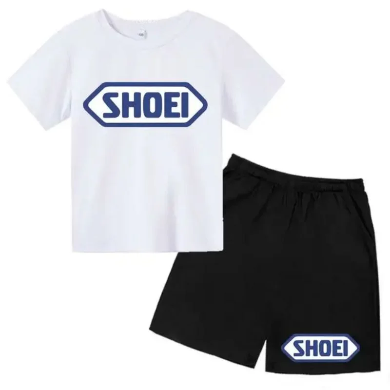 thumbnail image 1 of Conjunto de 2 piezas de camiseta y pantalones cortos con estampado de letras para niños y adolescentes de verano de 4 a 14 años, ropa informal de manga corta para niños y niñas, 1 of 5