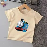 100% Cotton Child's Clothing Cartoon Train Print Children T-shirt Boys Girls High Quality T Shirt Kids Tee Summer Casual Tops 1