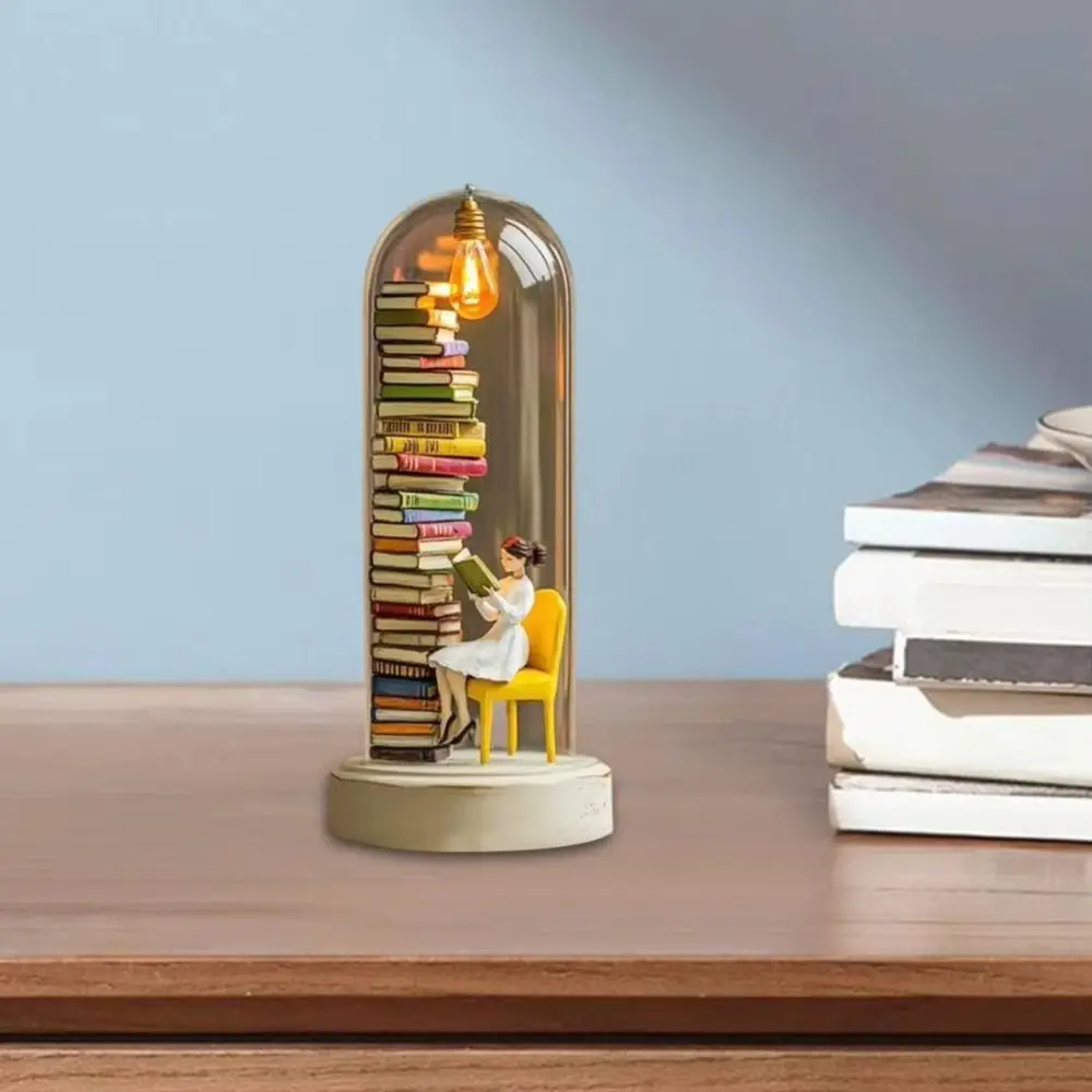 미니어처 디자인 독서등 미니 책장 조각상 책 애호가 램프 LED 조명 작은 책장 LED 조명 조각
