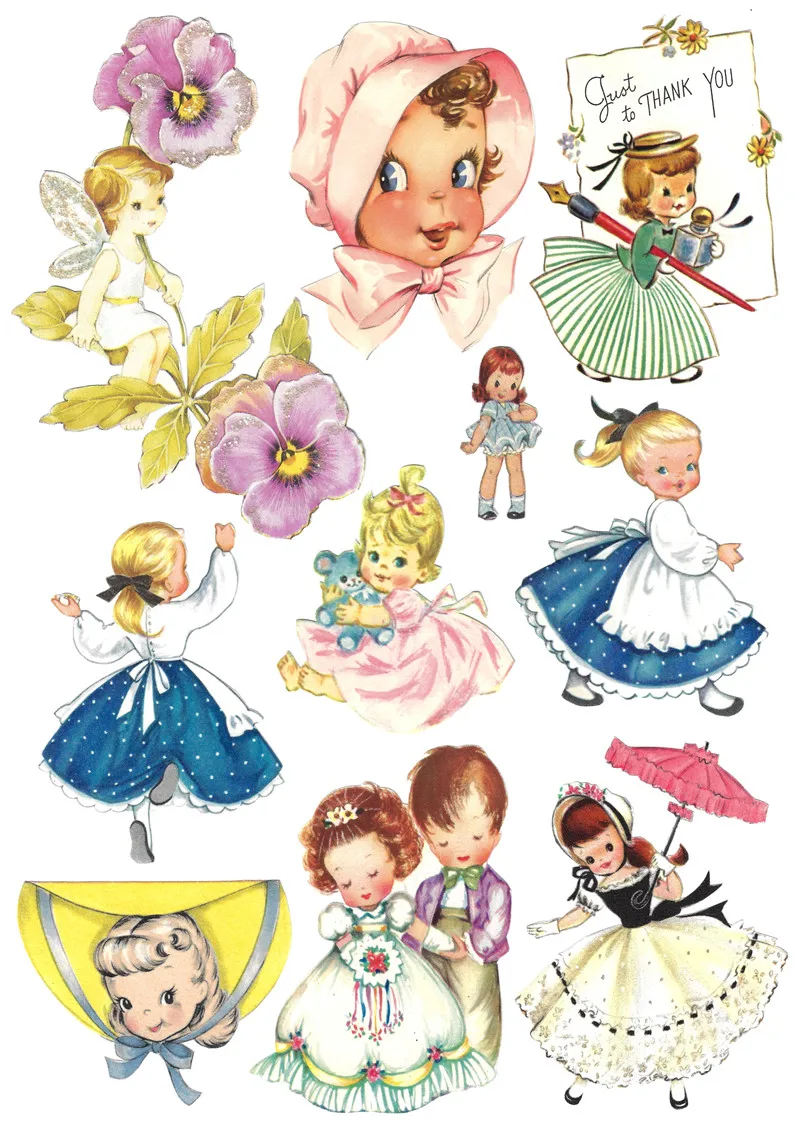 1Pack Vintage Cute Children Sticker DIY Craft Scrapbooking Album Junk Journal Decorative Stickers