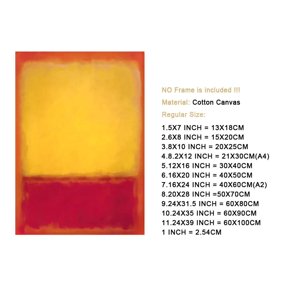 Gelb Orange Mark Rothko Ausstellung Abstrakte Poster Und Drucke Wand Kunst  Leinwand Malerei Wand Bilder Für Wohnzimmer Decor - AliExpress