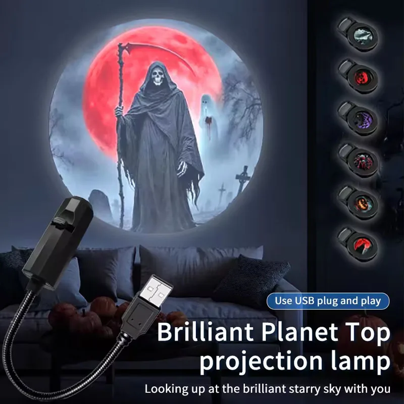 USB Christmas Projector Lights Bedroom Atmosphere Projection Decor 360° Rotating Night Light Creative Gift Holiday Ceiling Decor