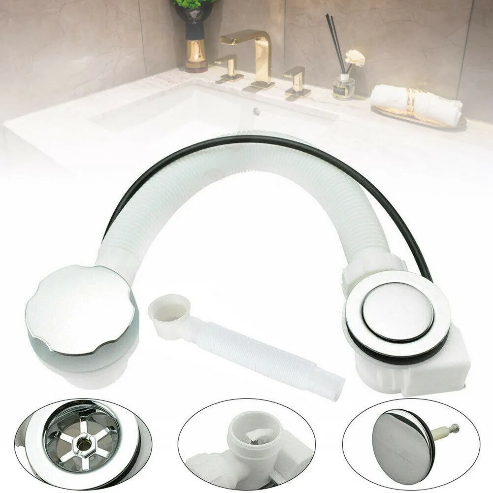 Kit New Set Bath Waste Pipe Pop-Up 55cm Long