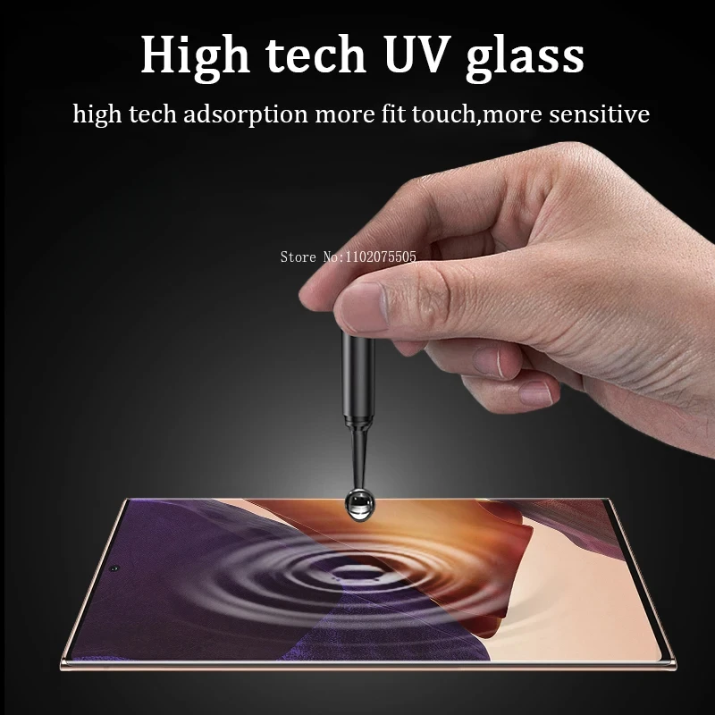2PCS Volle Abdeckung Gebogene UV Gehärtetem Glas Für Samsung Galaxy S24 S23 S22 S21 S20 Plus Ultra Screen Protector Hinweis 20 10 S10 5G – Detail 3