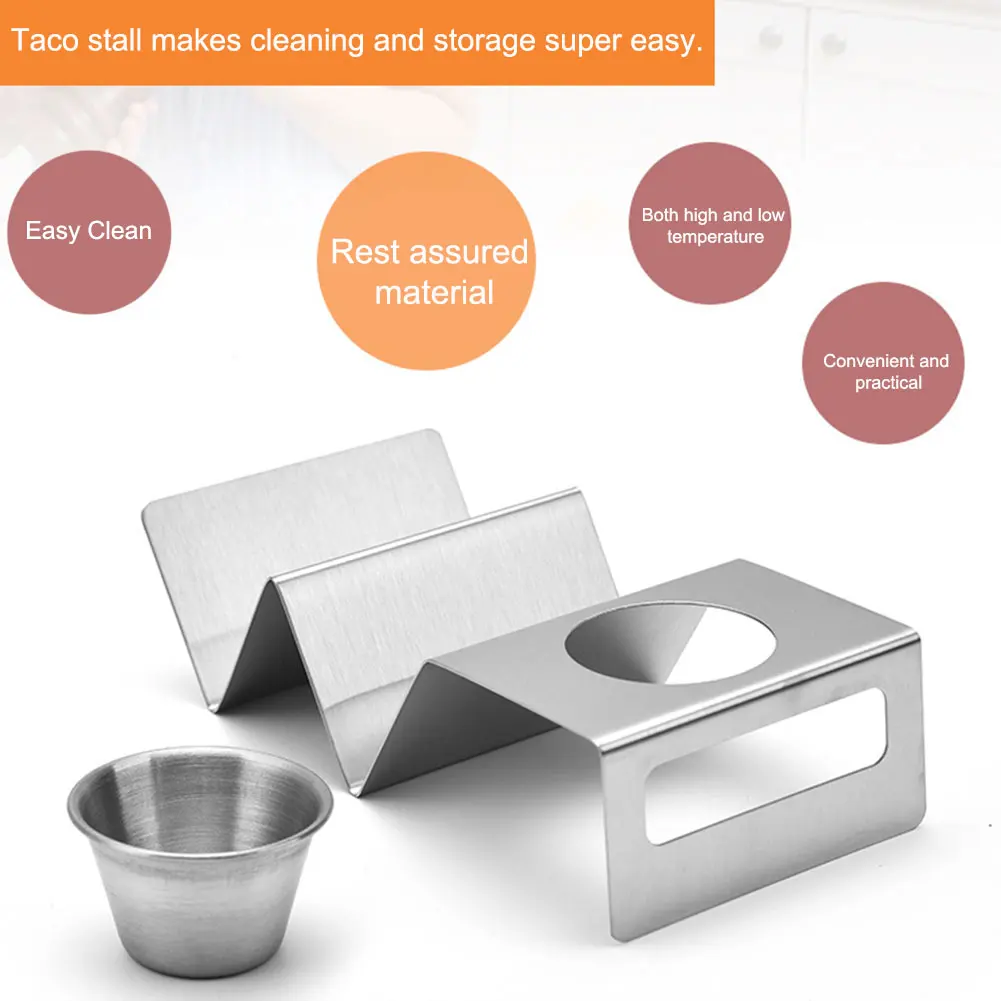 Taco Holder Stand Stainless Steel Taco HolderSauce Cups for Making Hotdog Oven Dishwasher Grill Save taco holder