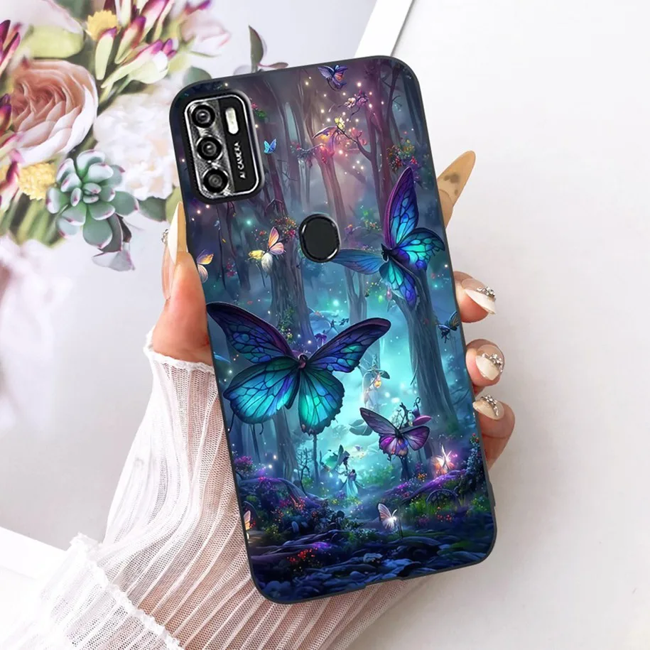 Floral Soft Black Silicone Bumper Phone Cover