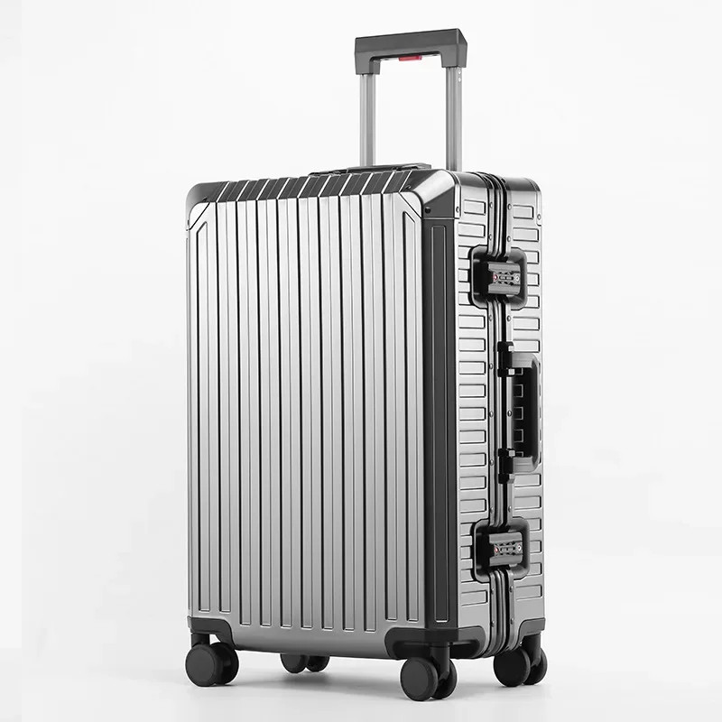 thumbnail image 1 of Equipaje rodante de aleación de aluminio y magnesio 100%, Maleta de viaje de aluminio, caja de carro de Metal, bolsa de embarque con contraseña de rueda Universal, 1 of 4