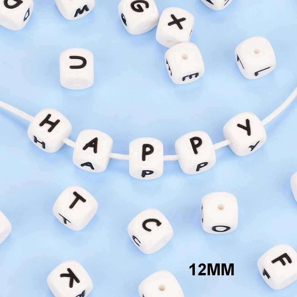 LOFCA 12mm 100pcs Silicone Food Grade Letter Beads BPA-Free Loose Alphabet Bead For Personalized Name DIY Jewelry Accessories