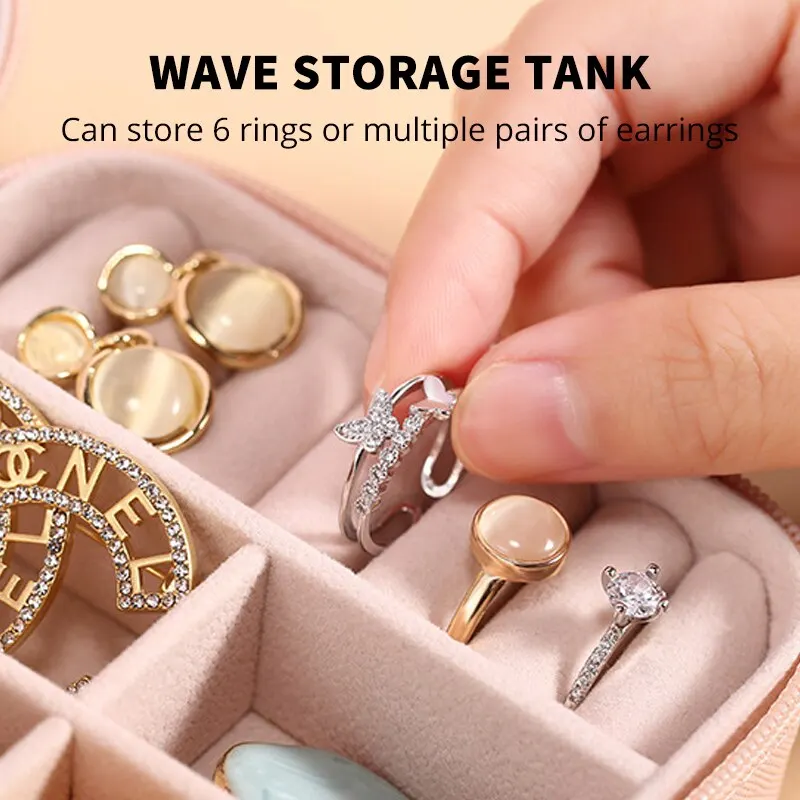 Compact Jewelry Storage Box – Portable PU Leather Organizer for Earrings, Necklaces, Rings & More