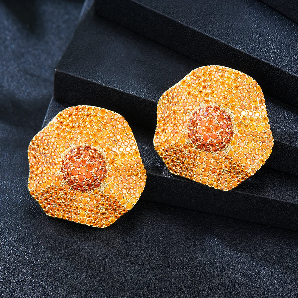 Missvikki Charm Orange Round Earrings For Women Bridal Wedding Daily Surper Jewelry Noble Luxury Gorgeous High Quality