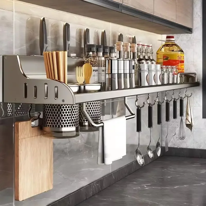 Kitchen Storage Rack Multifunctional Cutting Board Holder Wall Spice Rack Utensils Rack for Kitchen Seasoning Holder Organize Kitchen Storage Rack Multifunctional Cutting Board Holder Wall Spice Rack Utensils Rack for Kitchen Seasoning Holder Organize