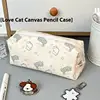 Simple Cute Cartoon Cat Pattern Pencil Case Portable Stationery Organizer Pouch Kawaii Girls School Supplies Makeup Storage Bag