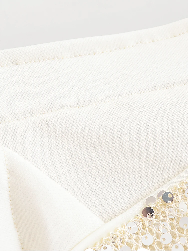 Women's Chic Elegant Sequin Skirt With Lining High Waist Midi Skirts For Women 2025 New Fashion Evening Party Skirts