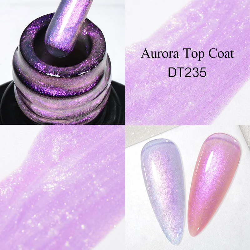 Топовое покрытие MEET ACROSS 7 мл, Гель-лак для ногтей Aurora с эффектом искрящихся эффектов Aurora, функция 2 в 1, Полупостоянный лак