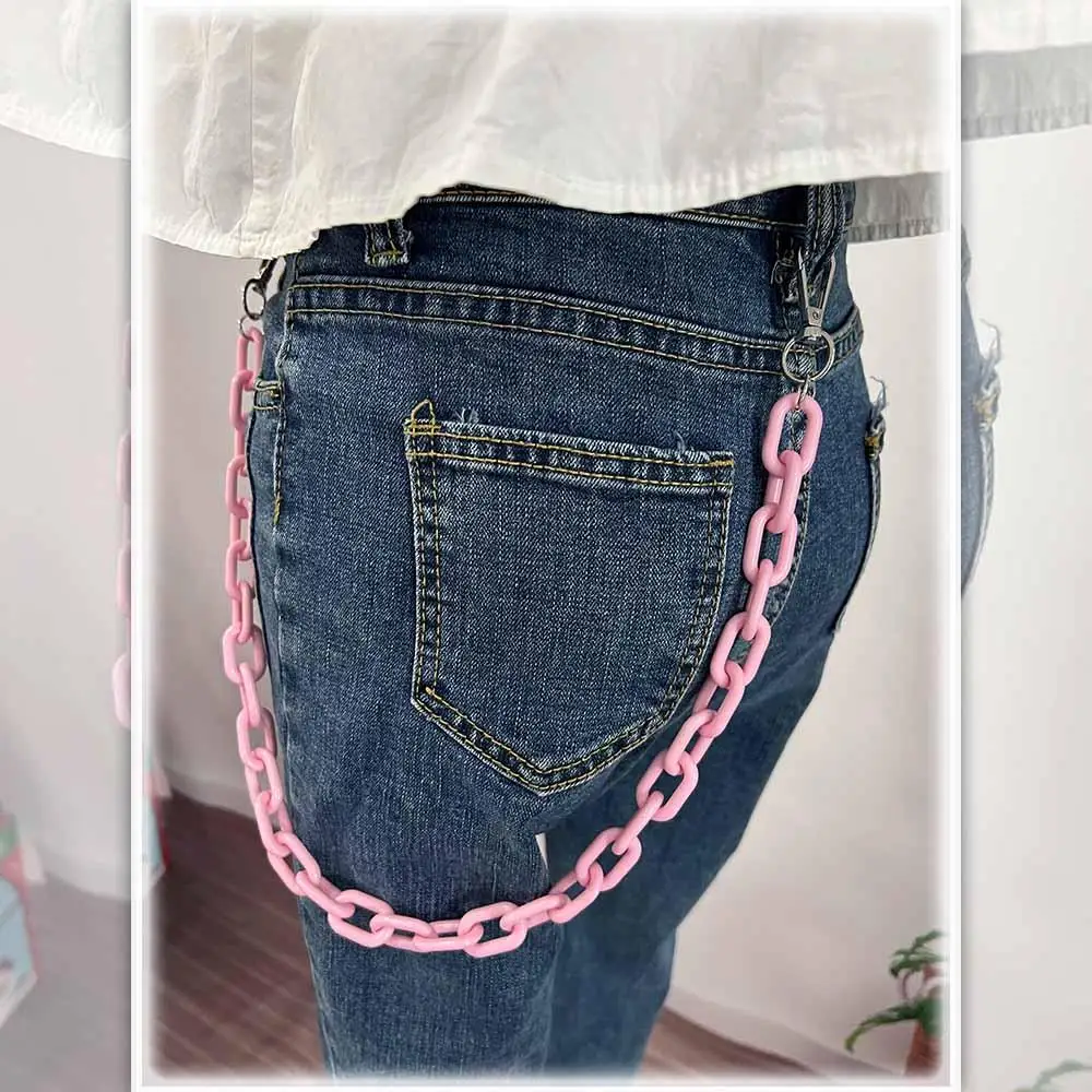 

Green Metal Clothes Decoration Plastic Women Acrylic Chains Pants Chains Punk Style Waist Chains Double Layer Plastic Belts