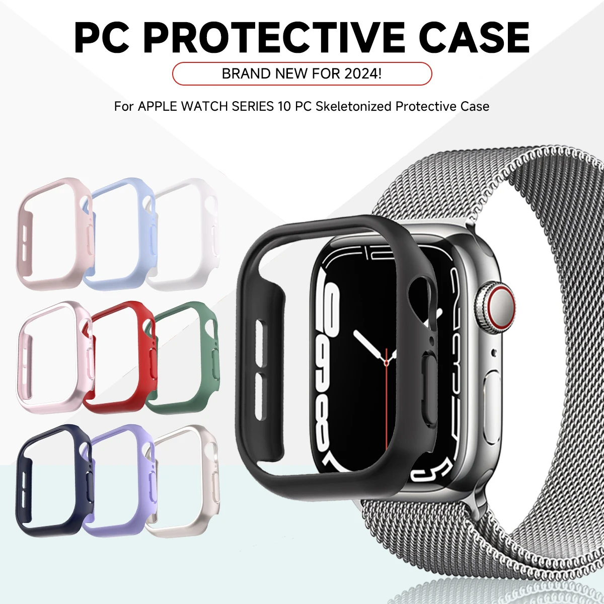 Premium Matte Protective Case for Apple Watch - Hard PC Bumper, Full Coverage Design, No Screen Protector Required