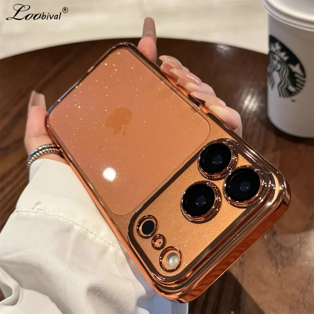 Premium Glitter Plated Clear Case with Lens Protection & Transparent Bling Cover