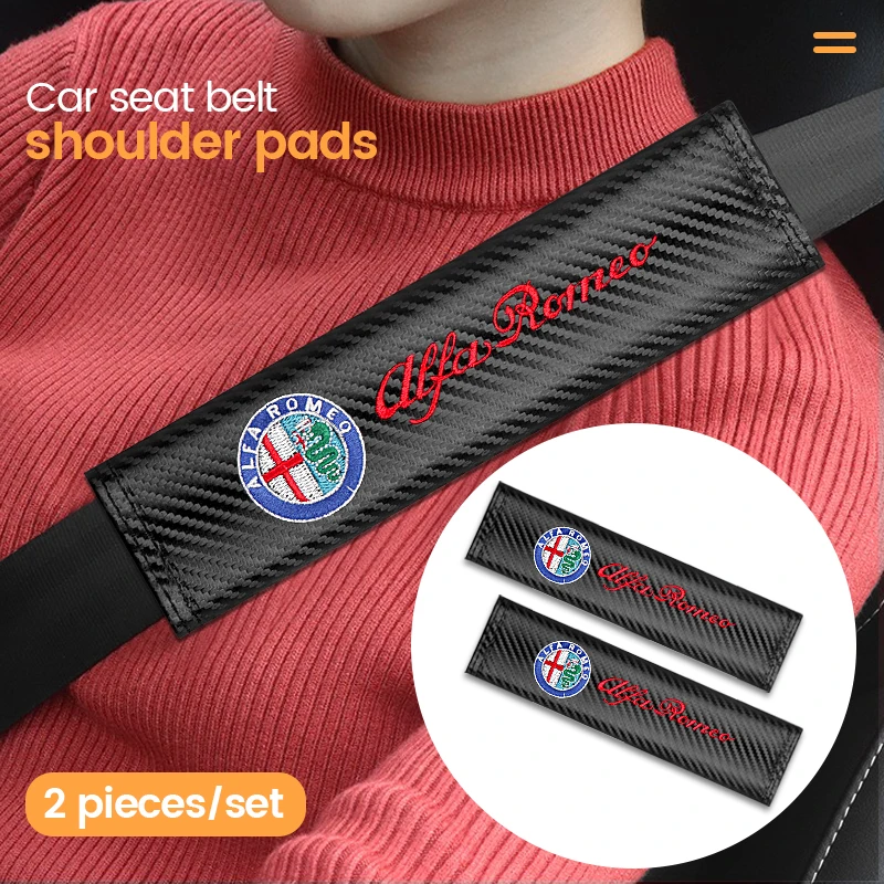 2Pcs Brown Color Car Seat Belt Shoulder Cushion Cover Pad Fit For Alfa Romeo Car 