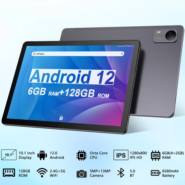 Tablette Hot Pepper DT10 Android 13 (2023) - WiFi - 6 Go RAM - 128 Go - 10,1  pouces 