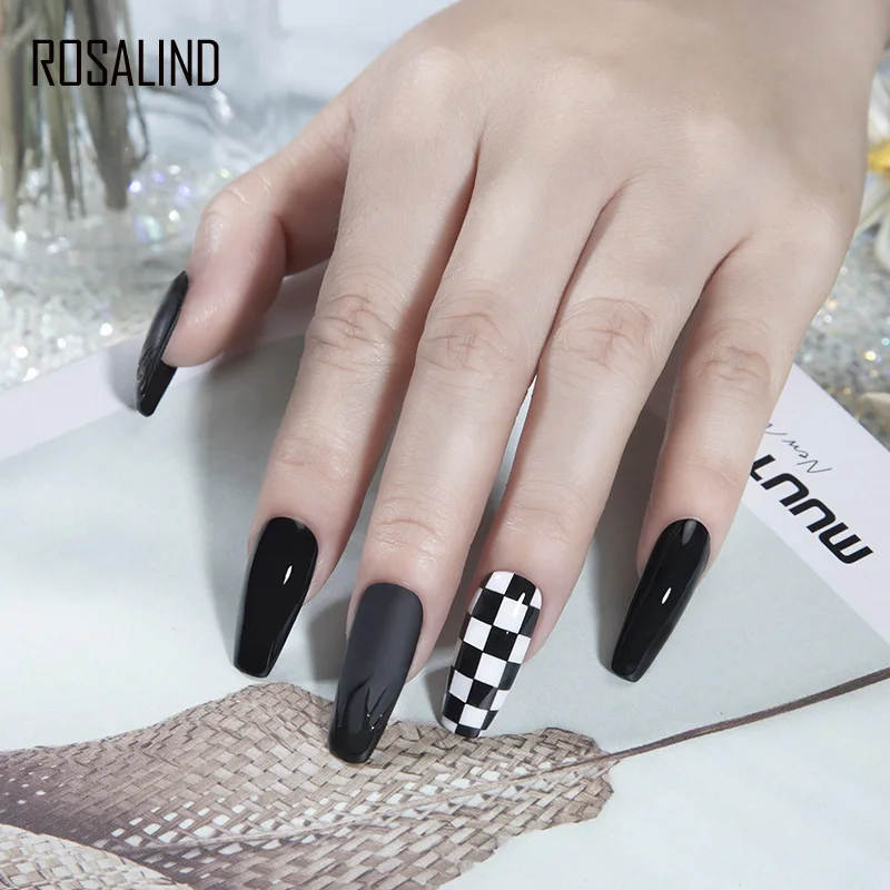 ROSALIND Gel Nail Polish With Nail Lamp Kit for Manicure Nail Art Semi Permanent Gel Varnishes Lacquer Top Base Nail Kit 5