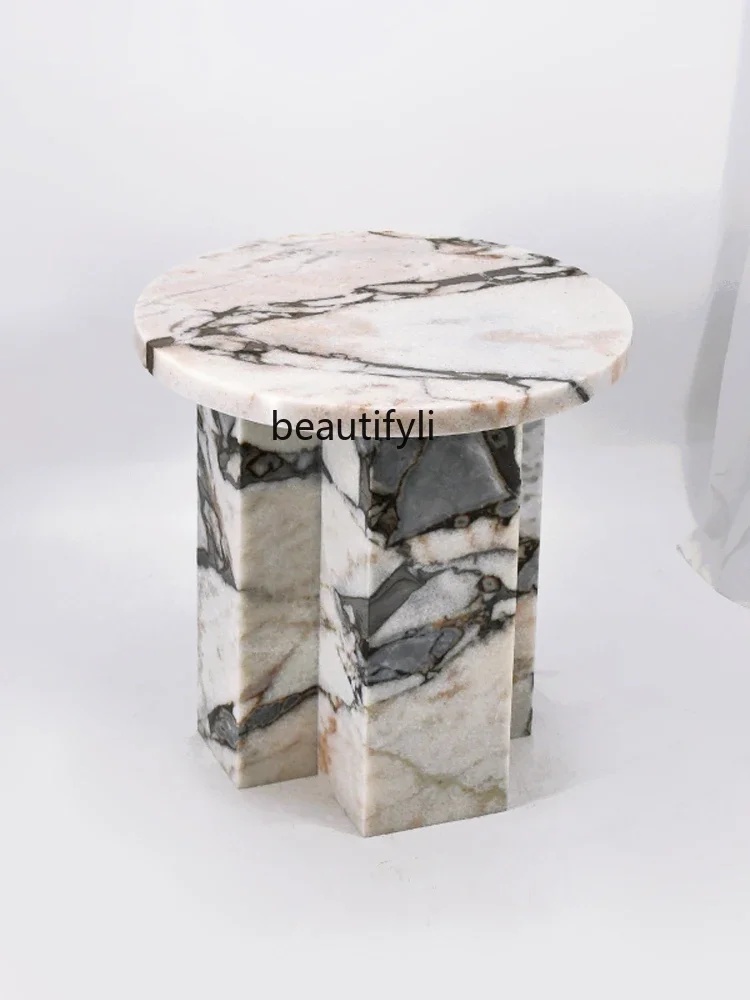 

Nordic Natural Marble Sofa Side Table Living Room Light Luxury Small Apartment Minimalist Creative Corner Table