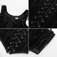 SD Women Tank Tops Vintage Renaissance Velvet Corset 12 Bones Square Neck Cross Lace-Up Front Jackets Coats Vest  Sleeveless Top - Image 4