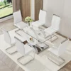 Glass Dining Table Set for 6 ,7 Piece Dining Table Set,Tempered Glass Table Top,PU Leather Ergonomic Dining Chairs Easy Assembly 2