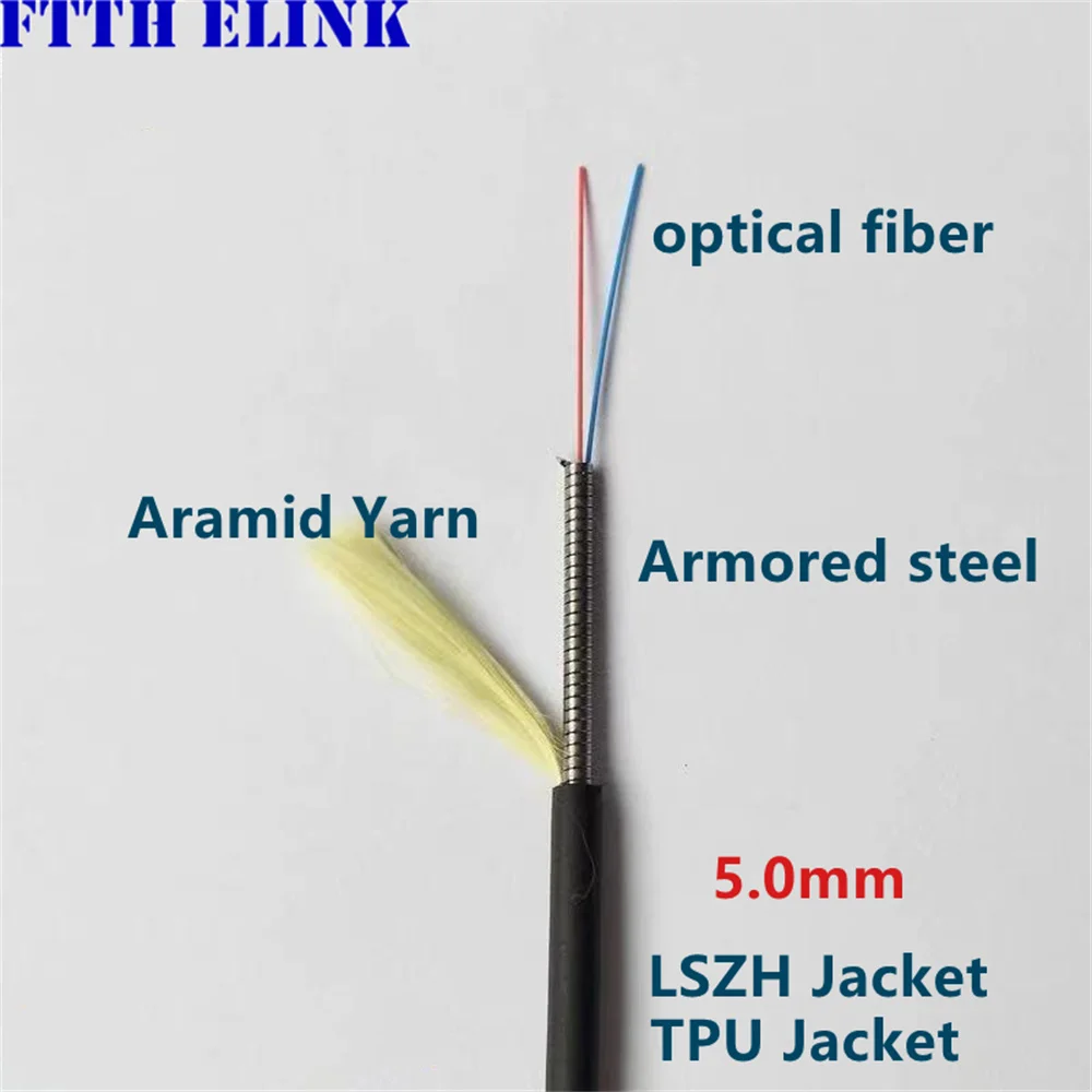 150-300m200m 5mm Armored 4C Fiber optic Patchcord ratproof LC-LC SC-SC FC-FC 4 cores jumper Singlemode SM outdoor black 4 fiber image_1