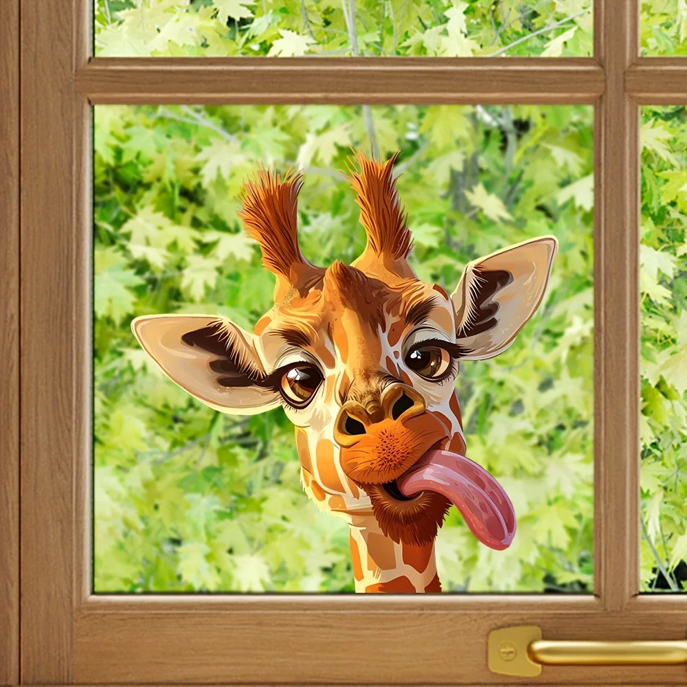 Charming Giraffe Window Cling Removable Self-Adhesive Decor For Bedroom Living Room Home Decoration Decals S130 window stickers