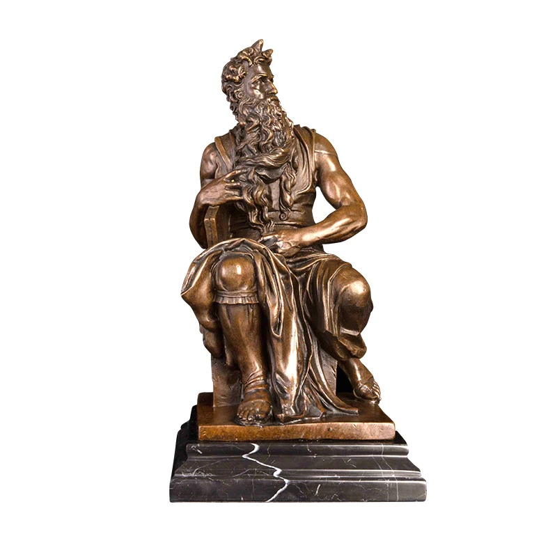 

ZH-001 Moses Statue Bronze Replica by Michelangelo Famous Western Sculpture Figurine Collectible Art Decor