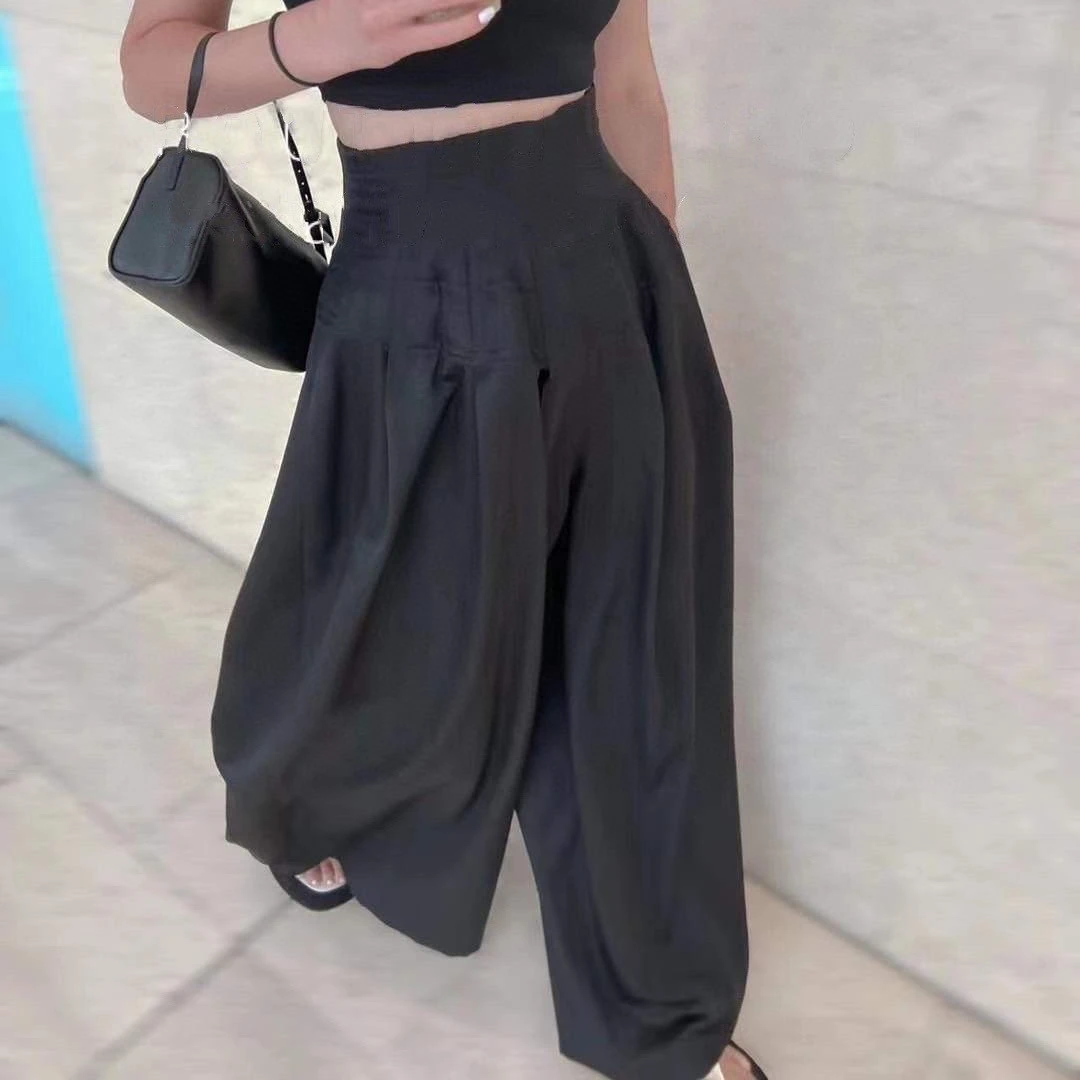 

Минималистичные нишевые плиссированные брюки с завышенной талией, широкими штанинами и завышенной талией