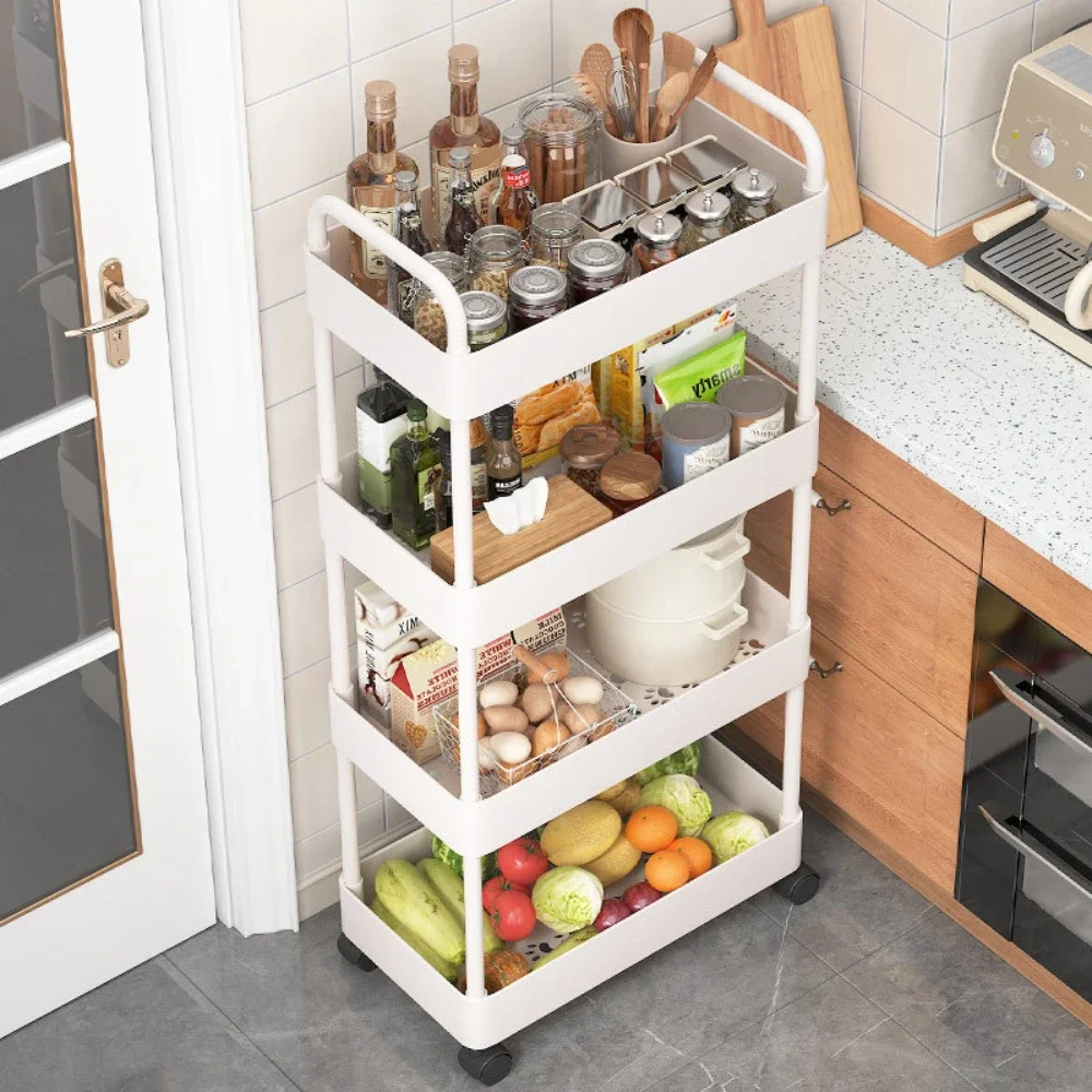 Kitchen Trolley Organizer Rack Bedroom Bedhead Multi-Storey Baby Articles Storage Cart