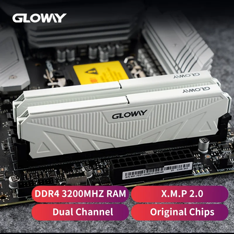Gloway Memoria Ram Ddr4 16Gb 8Gb Type-A Memoria 2666Mhz Ram Grigio E Bianco 288Pin Memoria Desktop Per Pc