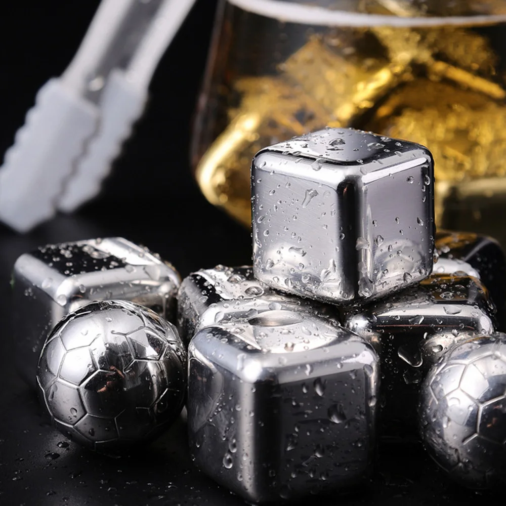 4Pcs Stainless Steel Ice Cubes Set Reusable Chilling Stones for Whiskey Wine Wine Cooling Cube Chilling Rock Party Bar Tool