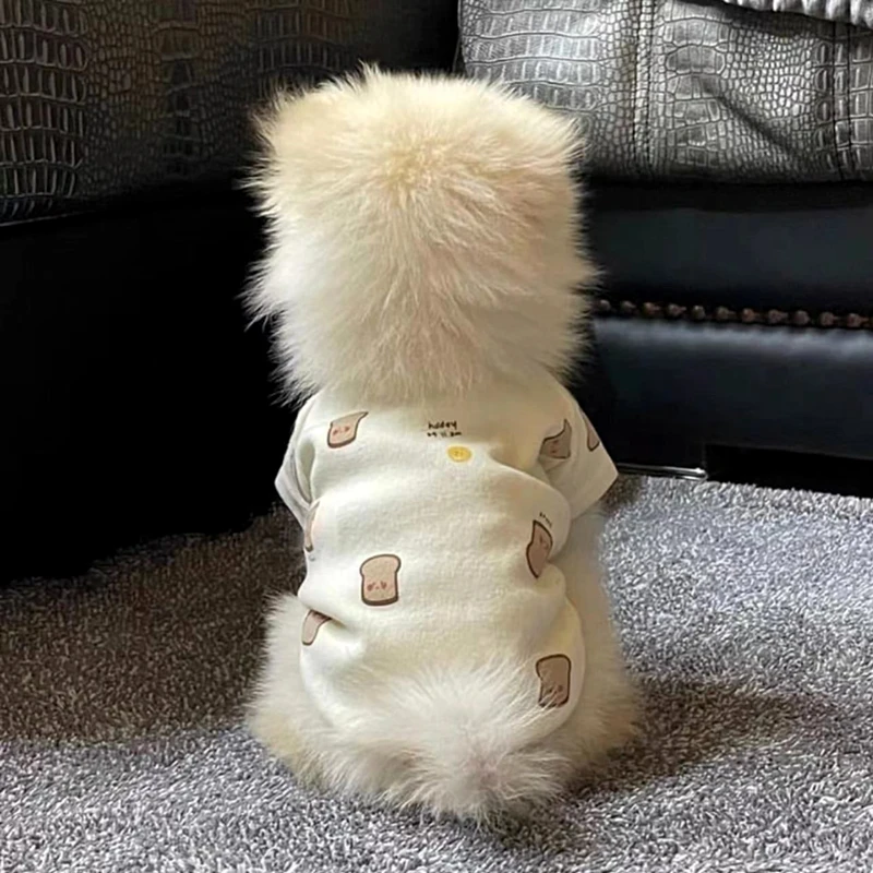 

Pet Bread T-shirt Summer New Dog Clothes Teddy Casual Vest Poodle Yorkshire Two Legs Clothes Maltese Pullover Sweatshirt