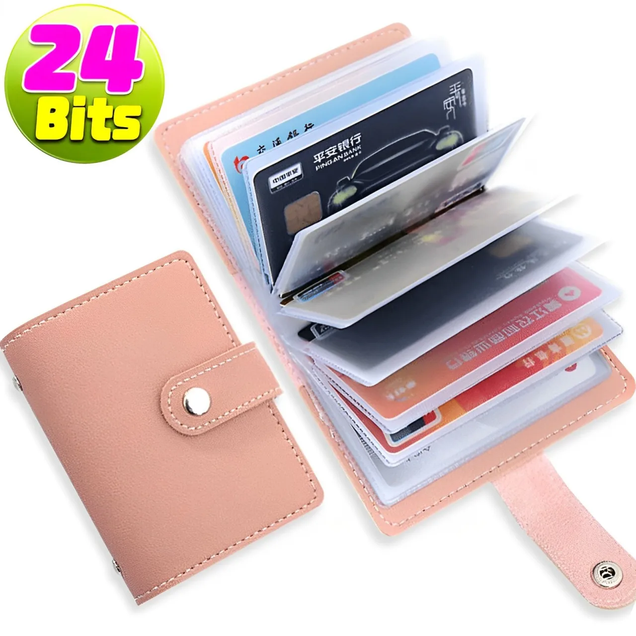 PU Leather Large Capacity Credit Card and Cash Organizer