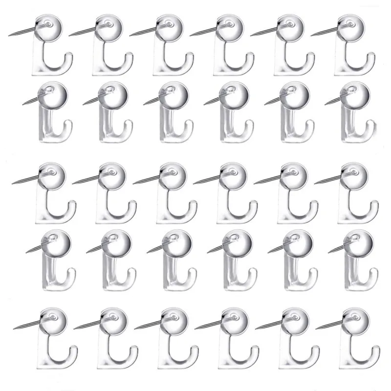 50pcs/box Push Pin Hooks Hanger Plastic Pin Tacks for Wall Hooks