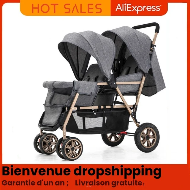 Poussette double légère pour bébés jumeaux, best-seller, pouvant se tenir debout et s'allonger, poussette de haute qualité pour bébés de 0 à 36 mois 1