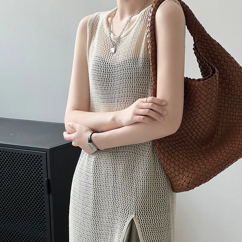

Japanese Style Bandage Dress Hollow-out Slit Knitted Suspender Outerwear Cover-up Sense Vest Skirt Women's Summer Outer Wear