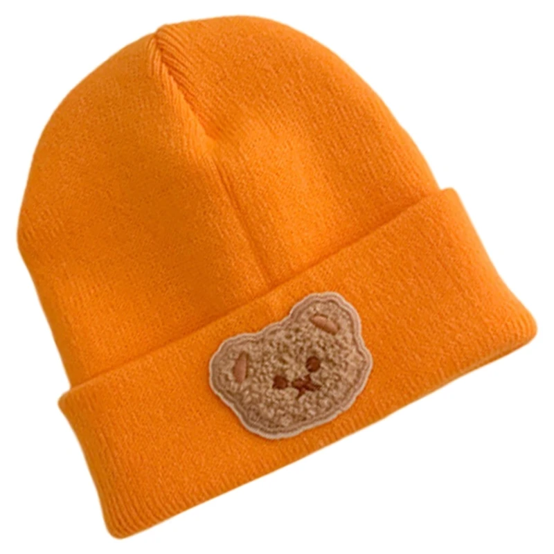 Lovely Bear Designing Toddler Bonnet Soft Knitted Hat Windproof Warm Headwear for Baby Aged 3 Months to 2 Years A2UB
