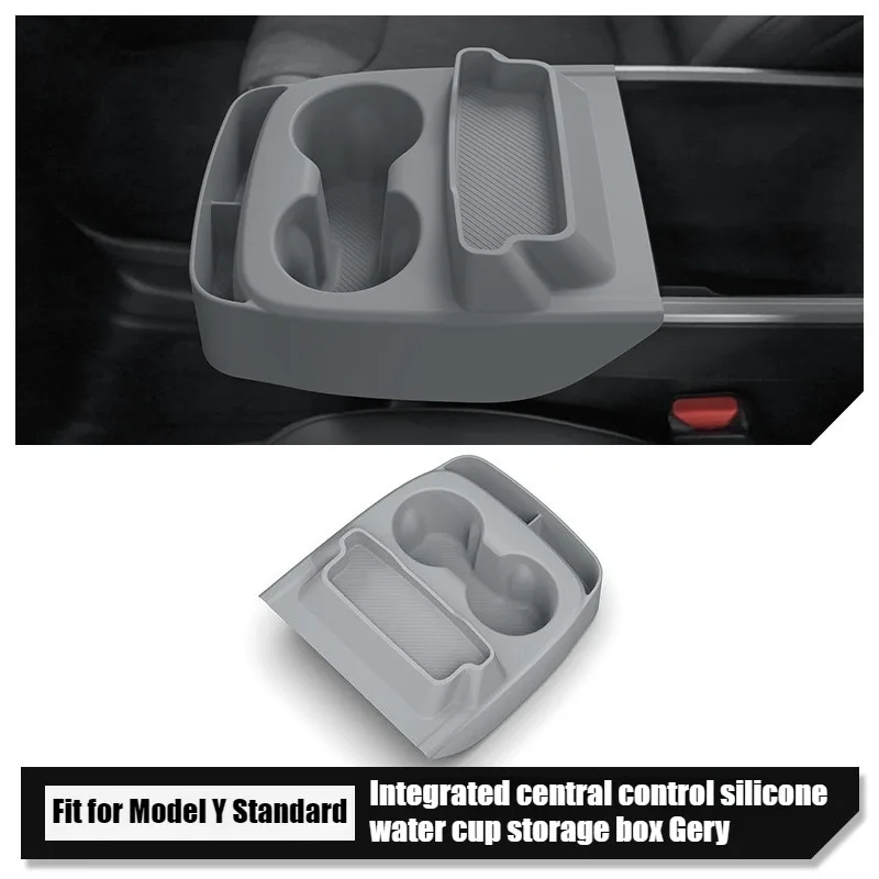 Für Tesla Model Y Standard Mittelkonsole Silikon-Getränkehalter Telefon-Kartenhalter Armlehne Erweiterter Stauraum Auto-Innenausstattung – Detail 7
