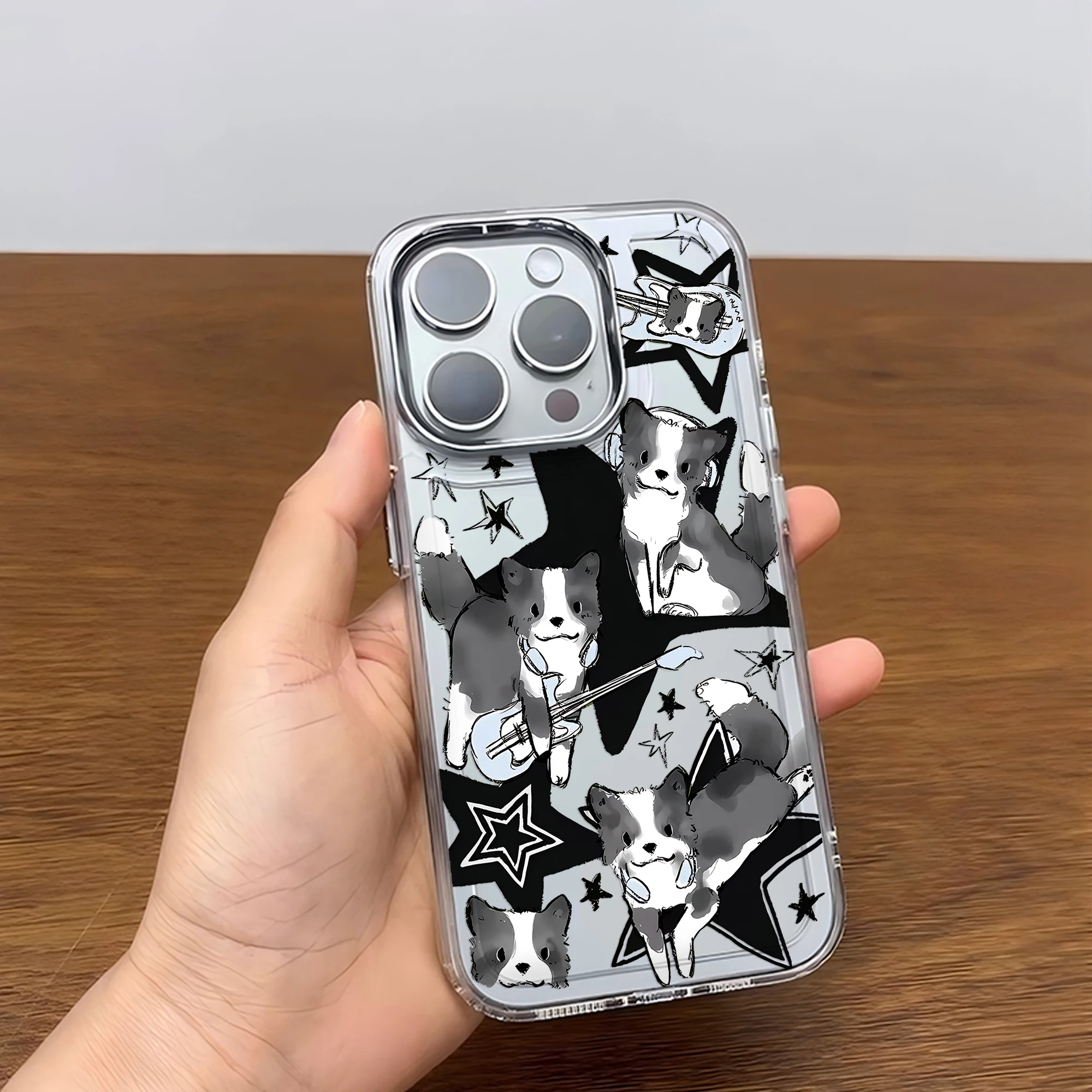 Elegant Black Lines Guitar Cat Design Phone Case