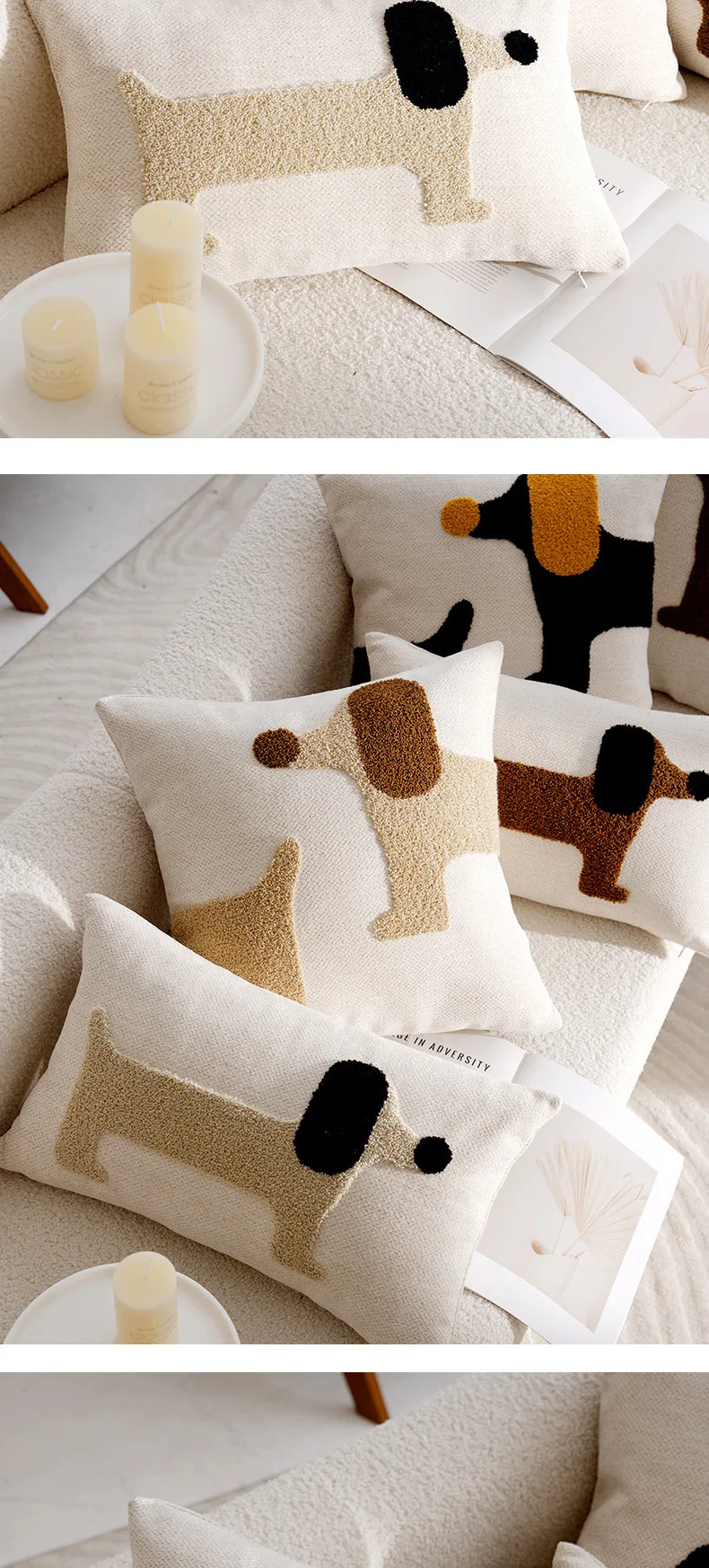 Entzückender Kissenbezug mit Cartoon-Hund – weiche Kinderzimmerdekoration, Sitzkissenbezug mit Tiermotiv, Sofa, Fenster, waschbares Kinderzimmerzubehör – Detail 7