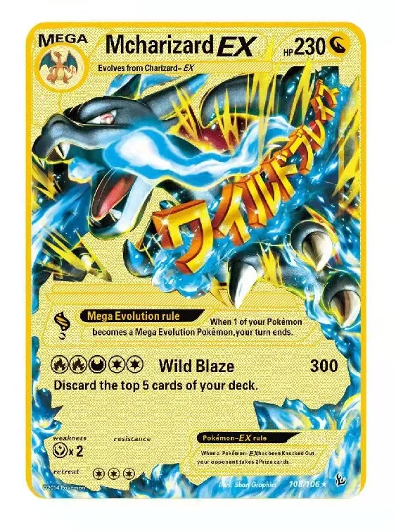 2022 Pokemon Gold Metal Card HP English Game Anime Battle Card Charizard  Pikachu Mewtwo Collection Action Figure Model Child Toy - AliExpress