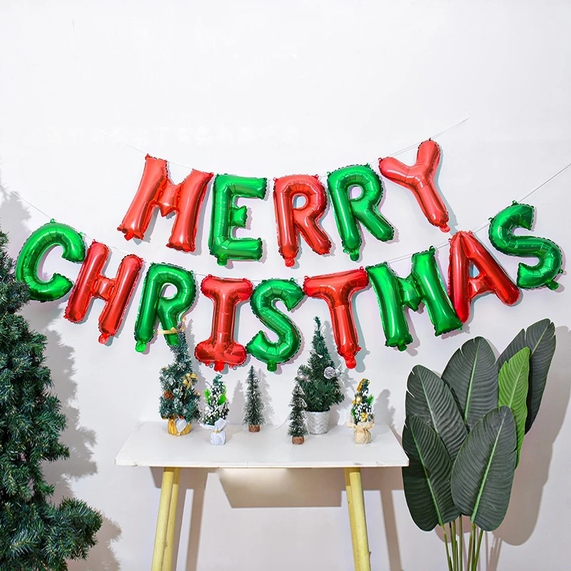 Merry Christmas Letter Balloon Banner Christmas Theme Aluminum Foil Balloon For Xmas Party Supplies Christmas Hanging Decor 2025