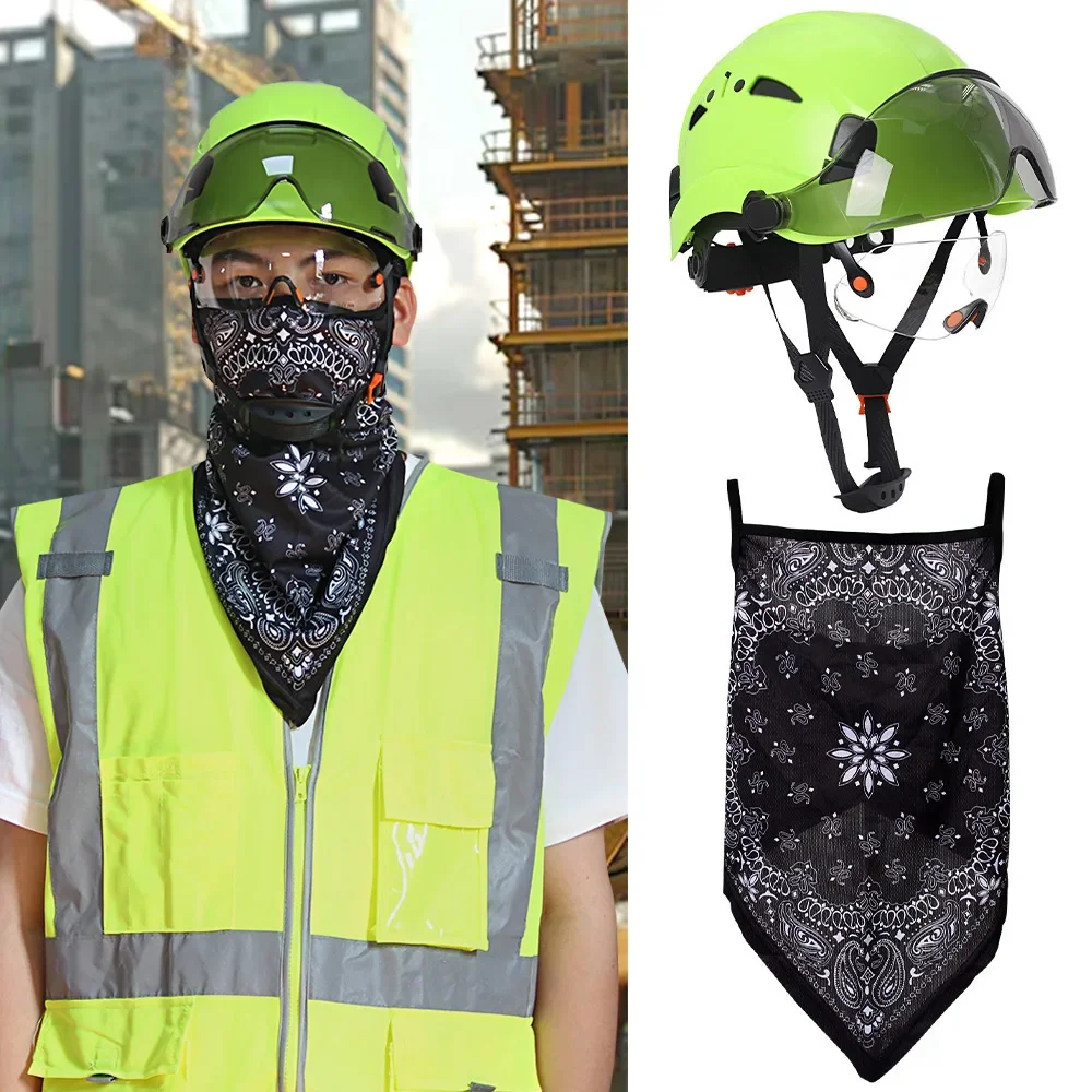 CE Construction Safety Helmet Double Visor Goggle Face Towel Engineer Hard Hat Industrial CE Safety Cap Head Protection