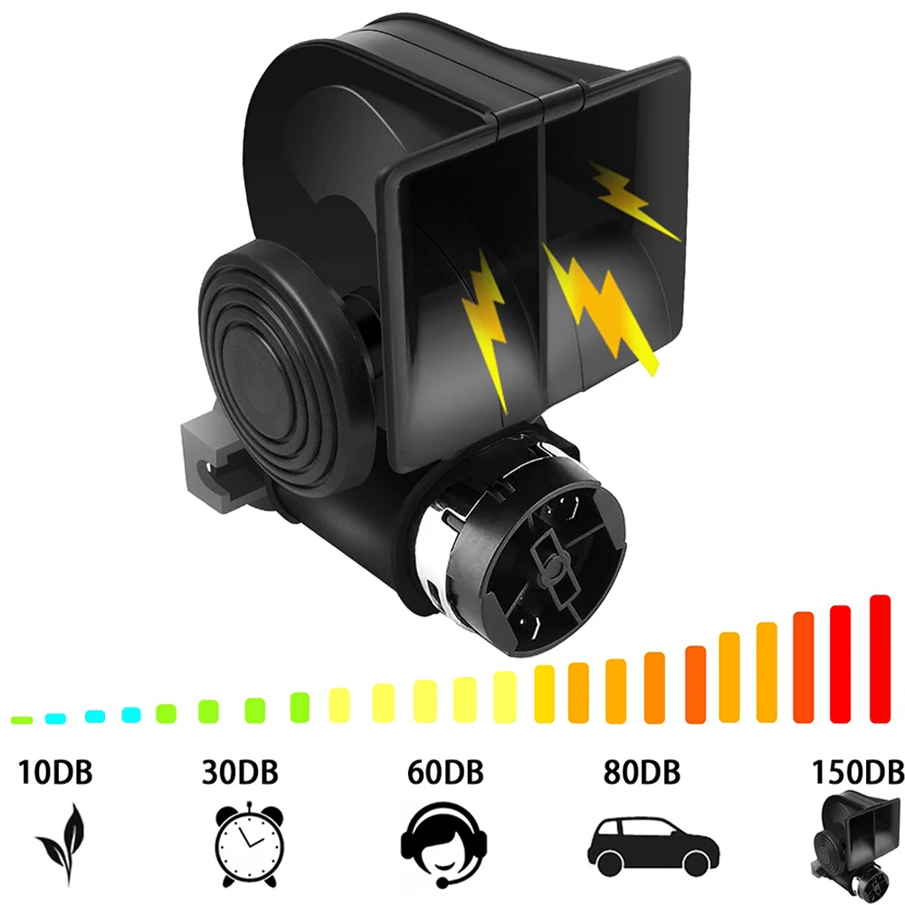Tromba D'Aria A Chiocciola Con Cablaggio Relè A Compressore 12V 150Db Clacson Per Auto Bicolore Super Rumoroso Per Accessorio Per Auto Moto Camion